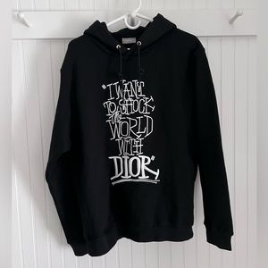Authentic 20 FW Dior X Shawn Stussy Unisex Shock The World Embroidered Hoodie